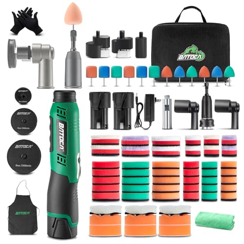 BATOCA S6 Mini Cordless Polisher 2 Heads for Car/Motorcycles Detailing Kit - size: Pro kit with 2 batteries