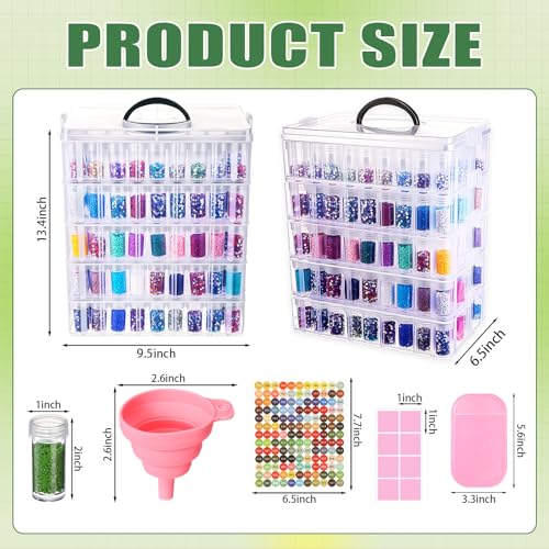 Willinglong 5 Tier Diamond Painting Storage Containers with 260 Grids, Pink - color: Pink, size: 5 Tie