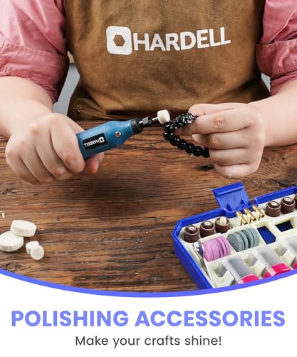 HARDELL 287Pcs Rotary Accessory Kit w/ 1/8" Shanks, for Cutting & Polishing - color: Blue+White