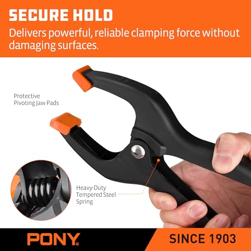 PONY 14-Piece Spring Clamp Set, Nylon Spring Clamps - size: Mixed Size Set (3-5/8", 4-1/2", 6-1/8", 7-1/2")