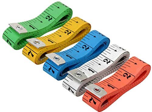 Pack of 5 Flexible Tape Measure, Accurate Dual Scale Standard & Metric Measurements Tape,Soft Measuring Tape for Body, Weight Loss Sewing Tailor Craft Ruler 150 cm/60 inch - color: 5 PACK / Multicolor