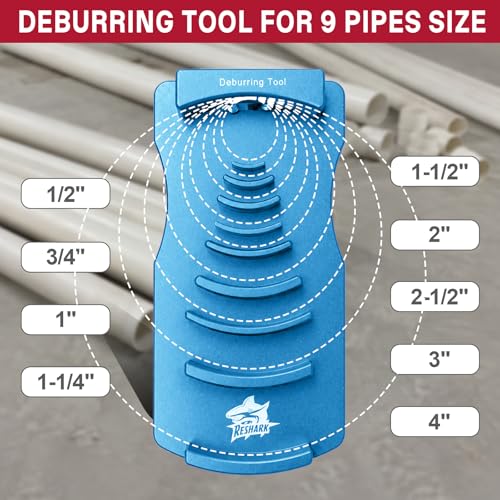 9-in-1 Inner & Outer PVC Pipe Deburring Tool Kit,Chamfers PVC Chamfer Tool - color: Blue Plus