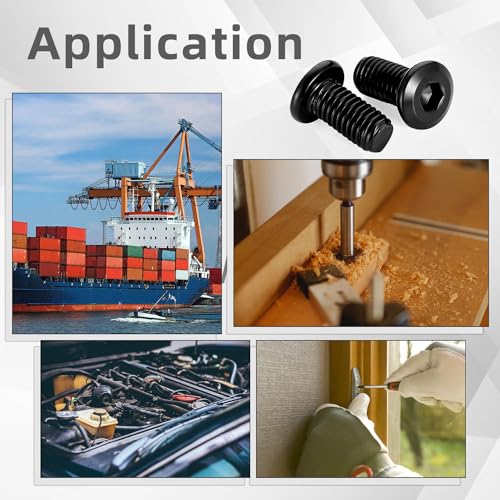 5/16-18 x 2" Flat Round Socket Screws Connector Bolts for Furniture, Stainless Steel 304 Black Finish, Full Thread, 10 PCS - size: 5/16-18 x 2"