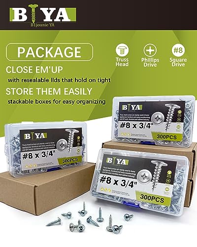 Wood Screws,#8×3/4 inch 300Pcs Truss Head Wood Cabinet Screws - color: Silver, size: #8 x 3/4"