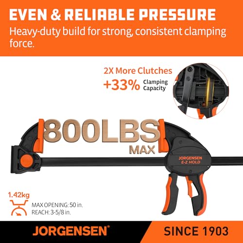 JORGENSEN E-Z Hold 2-Pack 50" 800LBS Heavy Duty Woodworking Bar Clamps - size: 50 inch