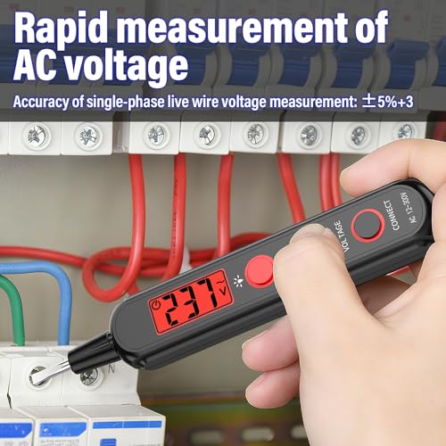 Smart Voltage Tester Pen, Non-Contact AC Detector with LCD, NCV Induction, Live/Neutral Identification, Breakpoint Detection & LED Flashlight, CAT II 300V for Home Repair, Electricians & DIY