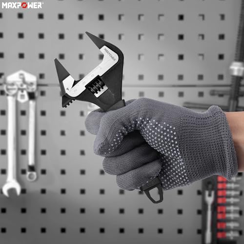 MAXPOWER 6-inch Slim Jaw Adjustable Wrench, Extra Thin Jaw Wide Opening Wrench, Dual Scale with Metric and SAE, Soft Grip Handle - size: 6"