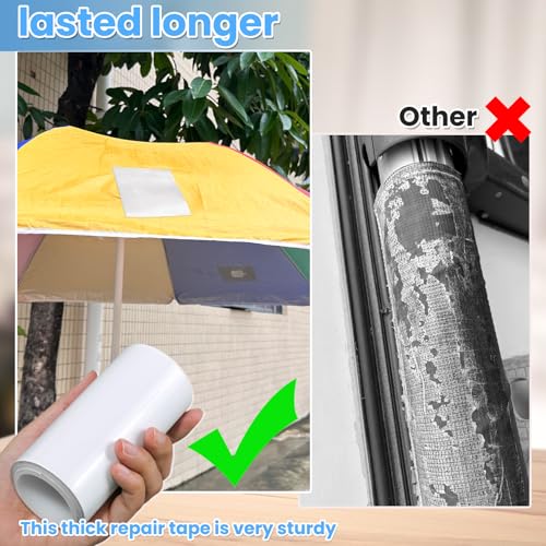Tikfoam Waterproof Repair Tape for Fabric, Plastic, Awning, RV Underbelly, Tarp, Tent, Sail and Boat Cover Outdoor Repair Patch, Heavy Duty,5 Inch x 10FT White - color: White, size: 5 Inch x 10FT