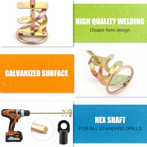 Paint Mixer for Drill - Drill Paint Mixer Works with Any Drill Bit - Rust-Proof Paint Stirrer for Drill - Paint Stirring Drill Attachment for 1-5 Gallon Bucket - Drill Mixer for Paint, Resin & Epoxy