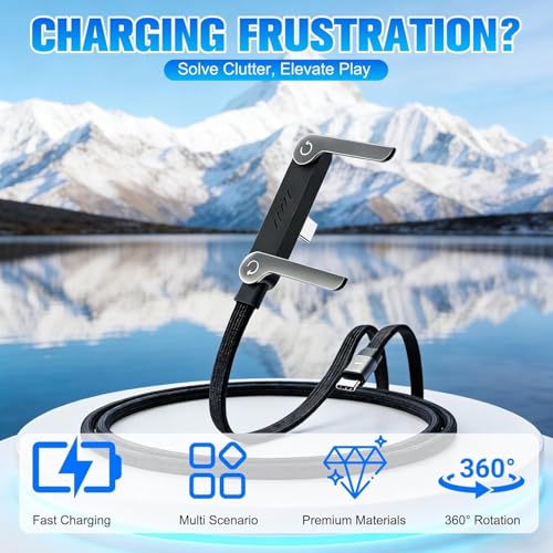 240W Invisible Phone Charger Cable Stand Fast Charging Braided Built-in Kickstand 2In1 Folding Foldable Sideways Flat Universal USB-C C to C for iPhone Android Station Hub 4.9FT - color: C TO C