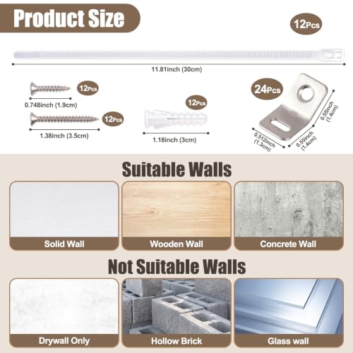 12 Pack Furniture Anchors for Baby Proofing, Furniture Wall Straps - color: White Nylon Straps - 12 Pack