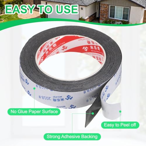 PATIKIL 5Roll Sponge Rubber Foam Tape, 63/64" W x 1/32" t x 16.4ft l Self-Adhesive Foam Insulation Tape Weather Stripping for Window Door Soundproofing Weatherstrip AC Seal Strip, Black - size: 63/64" x 1/32" x 16.4ft