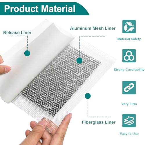 WYIRONG 10 Pack Drywall Repair Kit for Large Holes, 4/6/8 Inch Dry Wall Patch Kits for Erase a Small Nail Hole, Plaster Wall Patching Self Adhesive Aluminum Mesh with Scraper and Sandpaper - style: 10 Pack Drywall Patch Kit