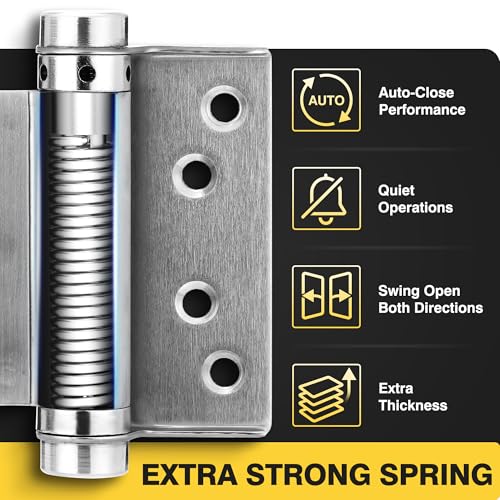 KOLET Double Action Door Hinges, 3 Inches, Brushed Nickel, 4 Pack - color: Silver, size: 3 Inch