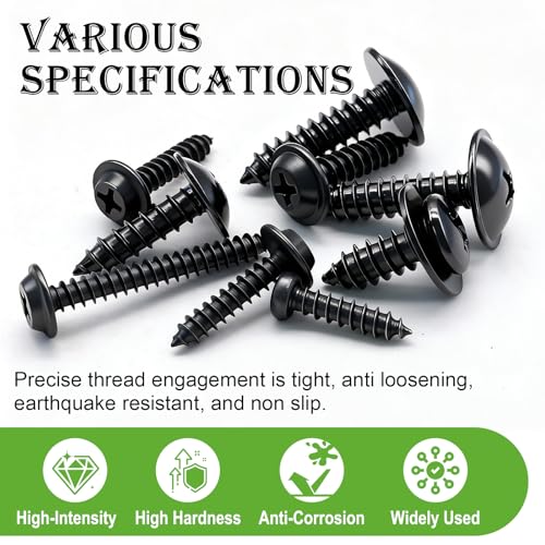 mxuteuk 280PCS Automotive Screws Kit,#8#10#12#14 Phillips Head Automotive Body Self Tapping Screws(24 Size) - color: Black-24Sizes Automotive Screws Kit