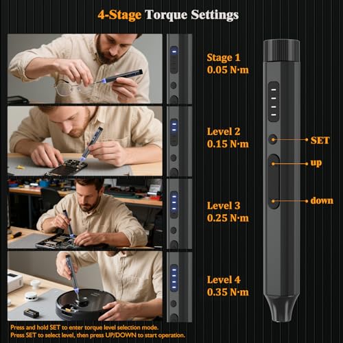 LCORE 67 in 1 Cordless Electric Precision Screwdriver Set, 62 Industrial S2 Steel Bits, 4 Adjustable Torque (0.05-0.35 NM), Magnetic Case, LED Lights for Electronics Phone Laptop Camera