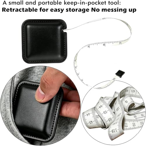 Tape Measure Body Measuring Tape for Sewing Tailor Craft Cloth Tape Measure for Body Medical Measurements Tape 60 Inch/1.5M Dual Sided Retractable Ruler - color: Black 1 pack square