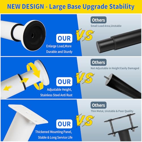6 Pcs Adjustable Furniture Support Legs, Metal Cabinet Feet 3-4 Inch - color: White, size: (6Pcs) 3.15-4.72 inch