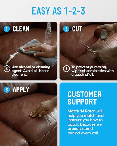 MATCH 'N PATCH Brown Leather Repair Tape, 2.25" x 15' for Furniture - color: Brown, size: 2.25" x 15'