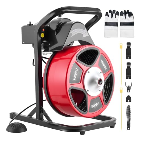 VEVOR Drain Cleaner Machine 50 FT x 1/2 Inch Manual Feed Sewer Snake Auger - style: 50 FT x 1/2'' Upgraded Version