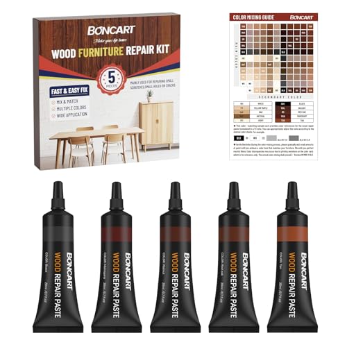 Boncart Wood Furniture Repair Kit, Wood Touch up Fillers - color: 5 Dark Colors