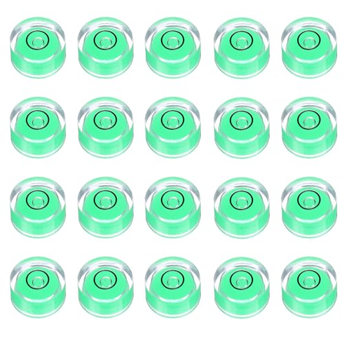 HARFINGTON 20pcs Circular Bubble Spirit Level 12x6 mm Mini Round Bubble Spirit Level Little Measuring Layout Tools for TV Industrial Carpentry Picture Frame, Green/Black - color: Green/Black, size: 12x6 mm