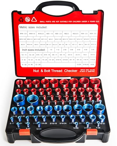 66 Pcs Nut and Bolt Thread Checker, 34SAE/32Metric Thread Gauges