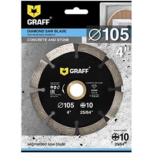 4 Inch Diamond Blade for Angle Grinder — Diamond Cutting Wheel for Cutting Stone, Marble, Granite, Brick, Masonry, Paving Flag, Concrete — Diamond Saw Blades Segment Height 0.394” (10 mm) — GRAFF - size: Ø 4 Inch Segment, style: Diamond Segment Blades