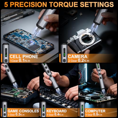 TanSon Mini Electric Screwdriver, 72 In 1 Small Precision Screwdriver Set - color: 72 Grey