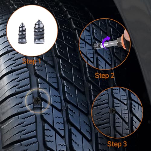 100PCS tire Screw Plug Repair kit – No Tire Removal Needed, tire sidewall Repair kit, Patch Plug Tools & Portable Storage Bag – Quick Flat Tire Fix for Car, Truck, Motorcycle & SUV