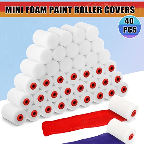 40 Pcs 2 Inch Foam Paint Roller, Small Paint Rollers, Sponge Roller Refills