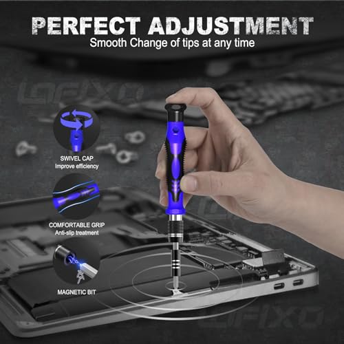 Precision Screwdriver Set,Glasses repair kit,Magnetic Screwdriver Torx T6 T8 T9 T10,Pentalobe P5,Triwing,Flathead,Phillips with Pry Tool for iPhone/Xbox/Ps4 Laptop,Computer,Switch,Phone Screen,Watch - color: Blue