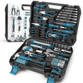 Home Tool Kit 199 Piece Basic Household Auto Repair Tool Set Car Toolbox General Hand Tool Kit for Home Men Women DIY with Plastic Toolbox (Blue and black) - color: Blue and Black