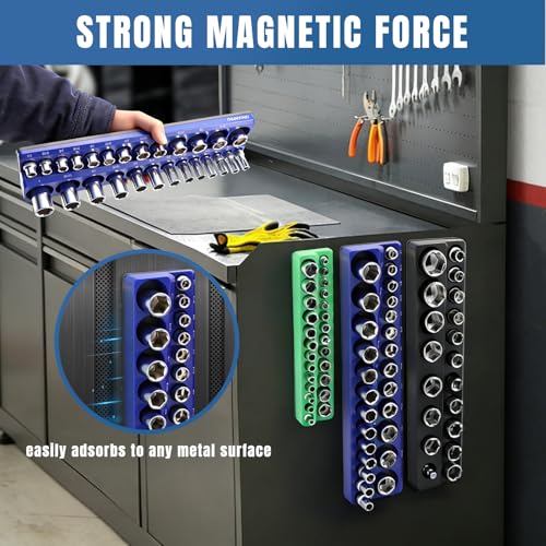 Magnetic Socket Organizer, 143-Socket Holder Tray Set| Strong Base