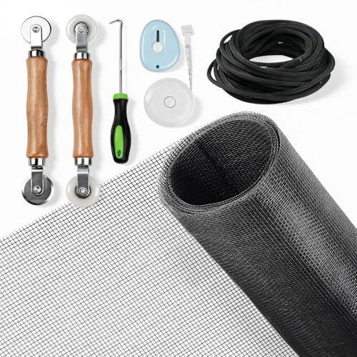 Window Screen Door Repair Kit, 48"x118" Fiberglass Window Screen Mesh, Washable Window Screen Door Replacement with Rolling Tool Spline Cutter Tape Measure for Windows Patio Sliding Screen Door - size: 48" x 118"