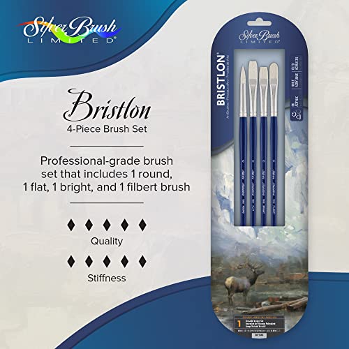 Silver Brush Limited Bristlon Versatile Variety Oil Paintbrush Set, 4pc - color: Blue, size: 4 count