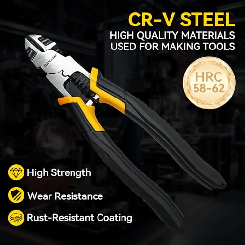 8 Inch 3-in-1 Wire Cutters, Heavy Duty Diagonal Cutting Pliers