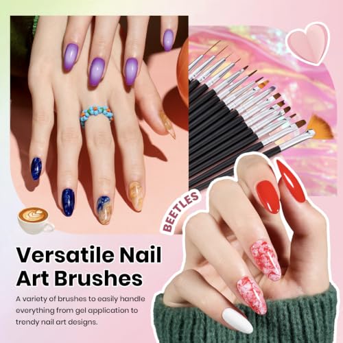 Beetles Nail Art Brushes, 25pcs Nail Art Pens Daul Ended Dotting Tools - color: C - Clear-25