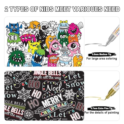 Betem 4 Gold Silver Oil Based Paint Pens, Permanent Fabric Paint Markers - color: 2 Gold & 2 Sliver
