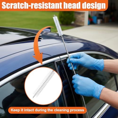 61 Inch Flexible Long Drain Brush, Nylon Stainless Steel Cleaner Tool, Feeding Tube Cleaning Brush, Drain Hole Cleaner, Double Ended Hose Pipe Brush for Car, Fridge. Pipe, Sink (155CM) - size: 155CM