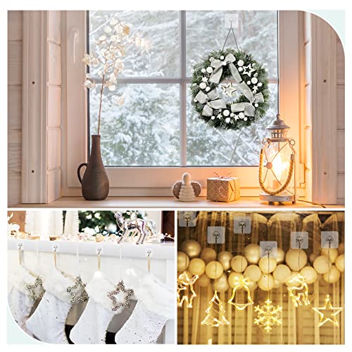 Adhesive Wall Hooks, 13 lb Clear Window Hooks Sticky Hooks 10 Pack