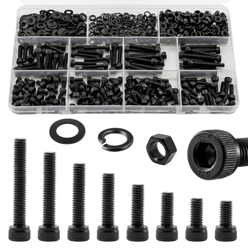 544Pcs UIETUIL M4 Hex Socket Head Cap Screws Kit, M4x6-30mm, 12.9 - size: M4 Cap 12.9 - 544PCS
