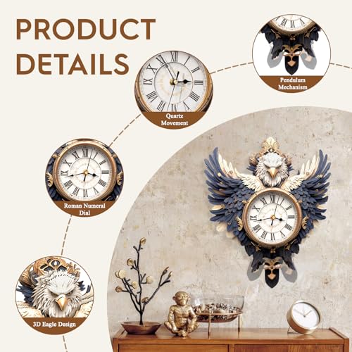 3D Wooden Puzzles for Adults-Eagle Clock Puzzle-Adult Crafts - color: Eagle Clock