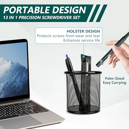 Precision Magnetic Screwdriver Set, 13-in-1 Pen-Style Mini Kit.
