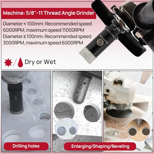 Diamond Core Drill Bit Set - FOCSTOL 9pcs (19/25/35/51/76/102mm+20mm Finger Bit+50mm Beveling Chamfer Bit+SDS Adapter) Diamond Hole Saw Kit for Porcelain Ceramic Tile Marble Granite - size: KIT3