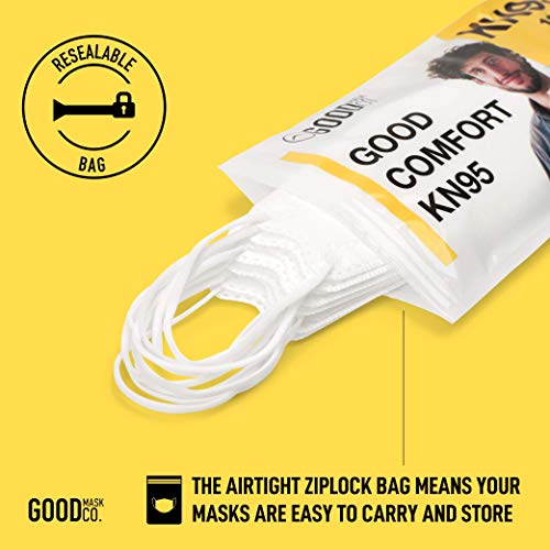 Good Mask Co. Good Comfort KN95, Disposable KN95, Folding, Comfortable, Bulk Face Masks (25 Pack of Masks, White) - color: Adult - 25pk - White
