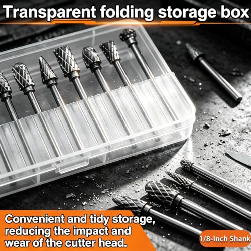 80PCS Tungsten Carbide Rotary Burr Set with Sanding Drums, 1/8" Shank Double‑Cut Rotary Tool Accessories for Dremel & Die Grinder, for Wood Carving, Metal Engraving, Grinding and Polishing - color: 80PCS-5 STYLES