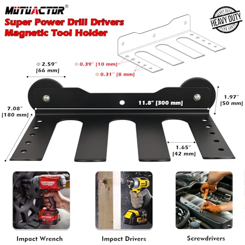 MUTUACTOR Super Power Tool Organizer Heavy Duty,Magnetic Mount Drill Holder Tool Storage,Anti-slip Magnetic Impact Drilling Driver Wrench Holder for Indoors Installation Repair Fixing - style: Power Tool Organizer 3 Slots