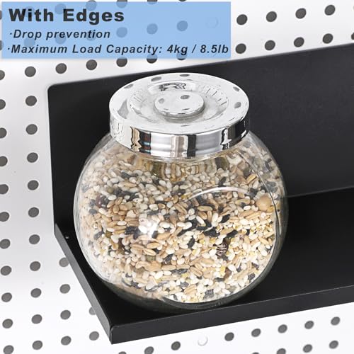 Kokone 6 Pack Metal Magnetic Pegboard Shelves with Lip Around The Edge - color: With Edges