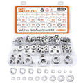 Dianrui 310PCS SAE Hex Nuts Assortment Kit with Flat Washers, 10 Size 304 Stainless Steel Hexnut Set Hardware Nuts #4-40,#6-32,#8-32,#10-24,#10-32,#12-24,1/4''-20,5/16''-18, 3/8''-16,1/2''-13 - size: 310PCS SAE Kit (#4-40—5/16''-18)